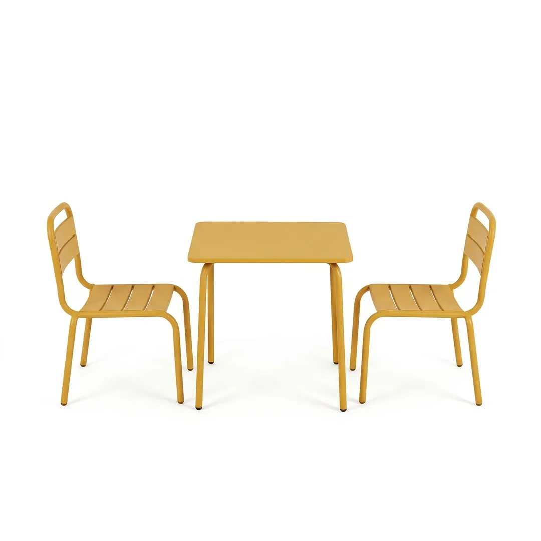 Salon de jardin en mÃ©tal pour enfant   coloris jaune