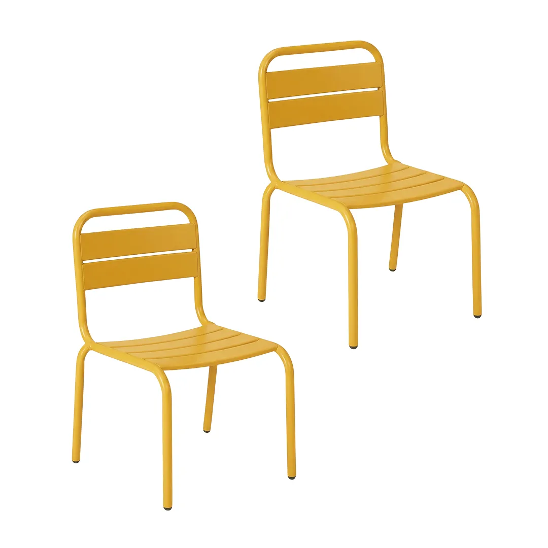 Lot de 2 chaises en métal pour enfant coloris jaune