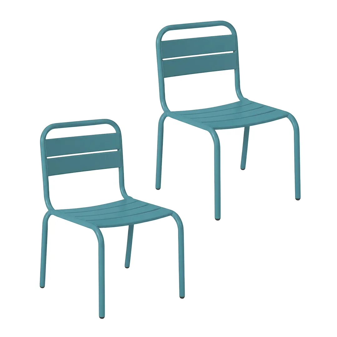 Lot de 2 chaises en métal pour enfant coloris bleu
