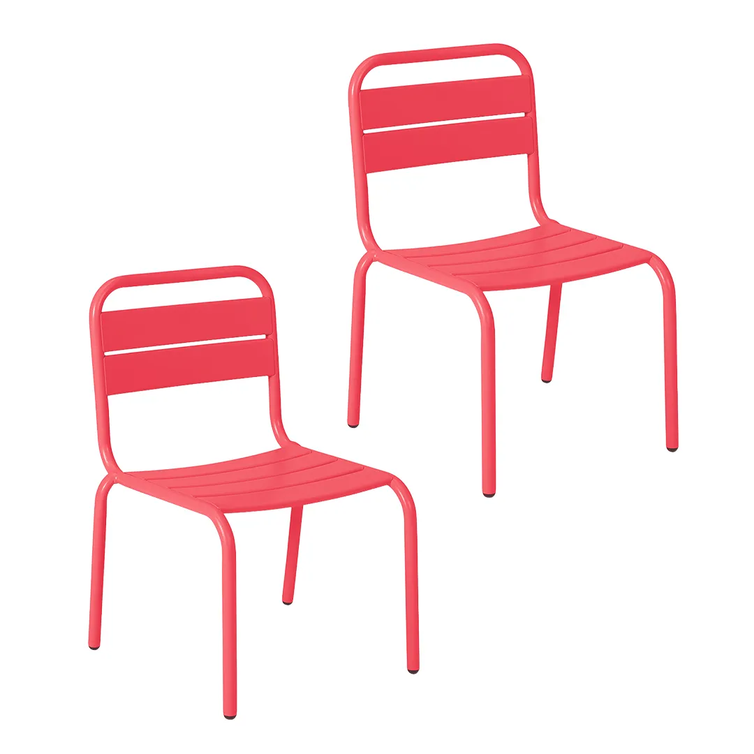 Lot de 2 chaises en mÃ©tal pour enfant   coloris rouge