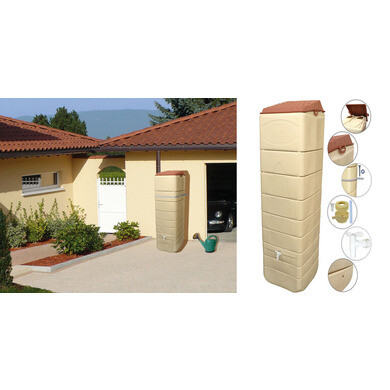 4-er Set Regenwassertonne Wandtank von BELLIJARDIN beige 650 Liter + Anschlusskit gratis - BELLIJARDIN