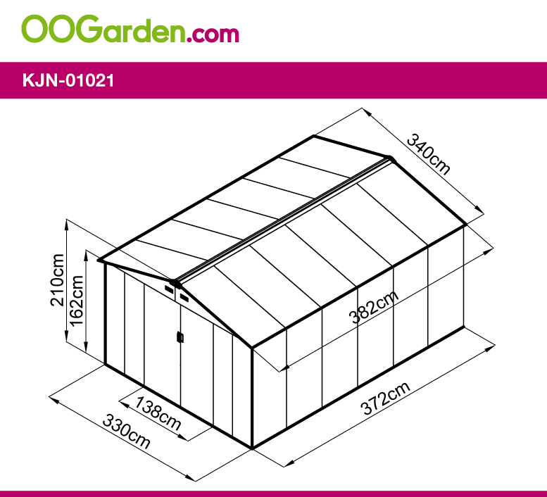 Abri de jardin métal 5.29 m² et kit ancrage - OOGarden