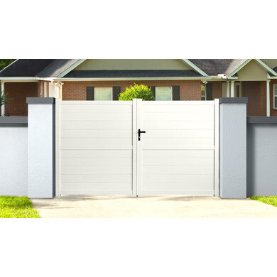 Aluminium draaipoort 3,5m x H. 1,8m Wit - SPRING - OOGarden