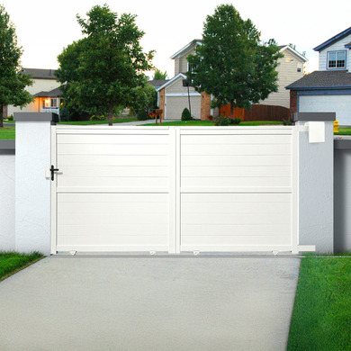 Portail aluminium coulissant 4m x H. 1,8m Blanc - SPRING - OOGarden
