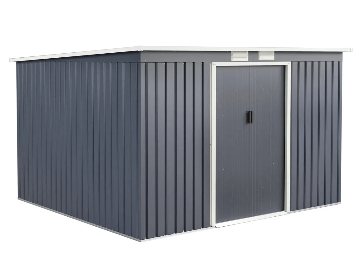Abri de jardin mÃ©tal toit plat 6.5mÂ² Gris anthracite