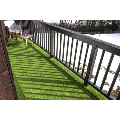 Lot 4 Dalles Gazon Artificiel Navaris - 30.3x30.3cm - Plastique Drainant - Pour Balcon Ou Terrasse
