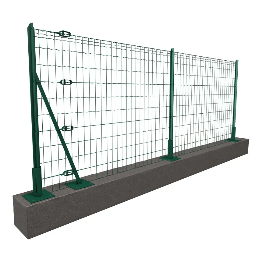 Kit 20m x H 1.50 m Grillage soudÃ© vert 100 x 50 mm   Pose sur platines