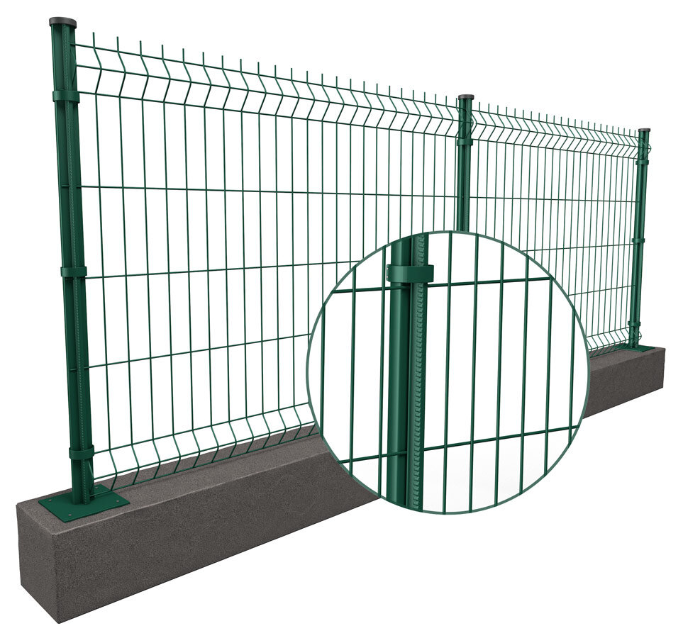 Kit clôture 10m panneau rigide + poteaux à clips, vert