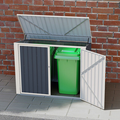 Cache Poubelle Extérieur En Métal Double - Gris Anthracite Et