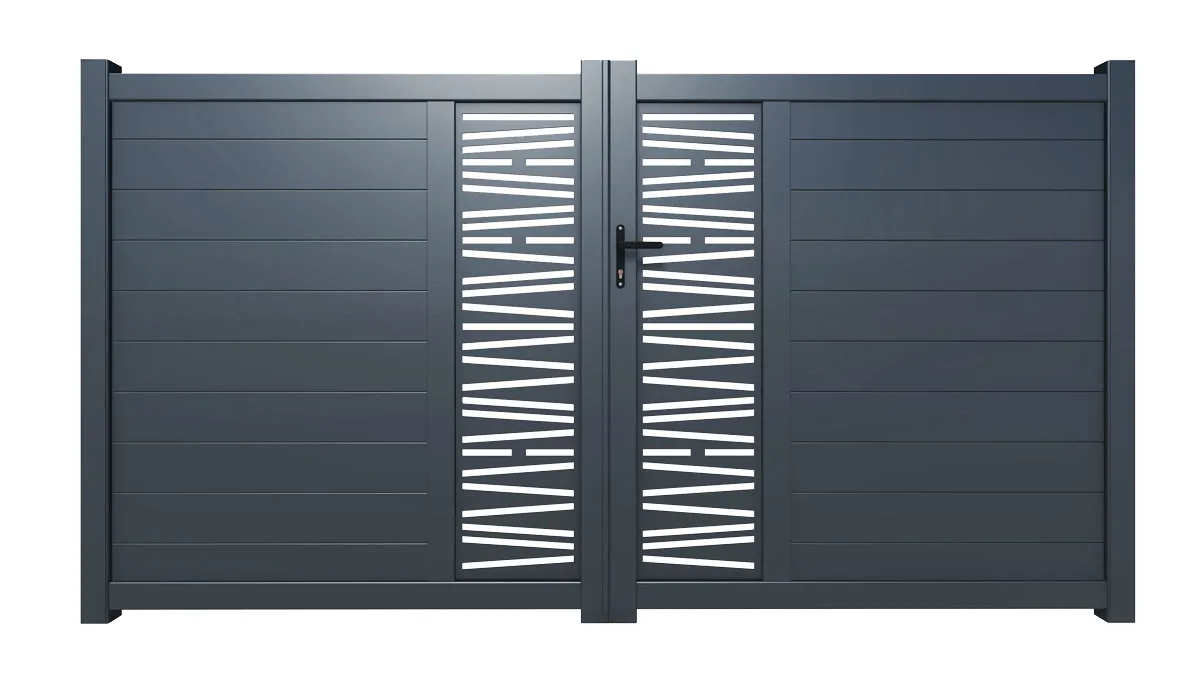 Portail aluminium battant 4m x H. 1,6m Gris Anthracite   BONDI2