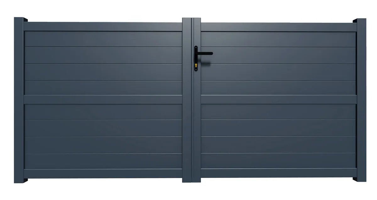 Portail aluminium battant 3m x H. 1,4m Gris Anthracite BYRON