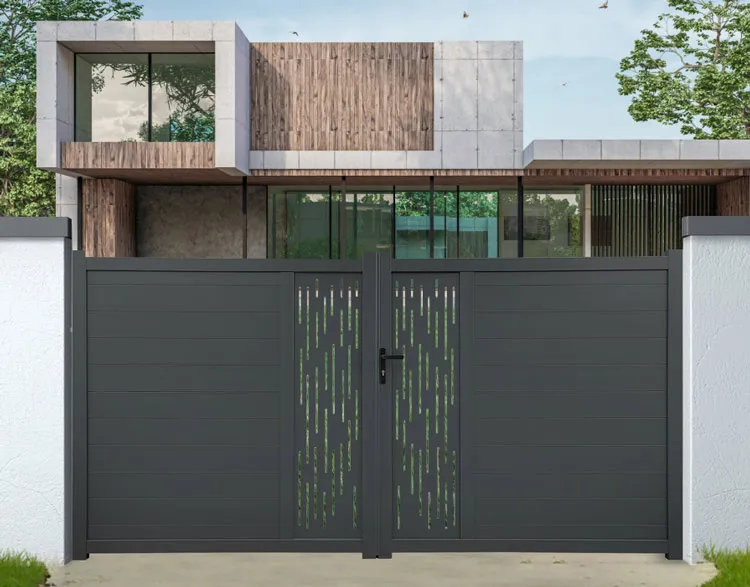 Portail aluminium battant 3,5m x H. 1,8m Gris Anthracite   GOLD