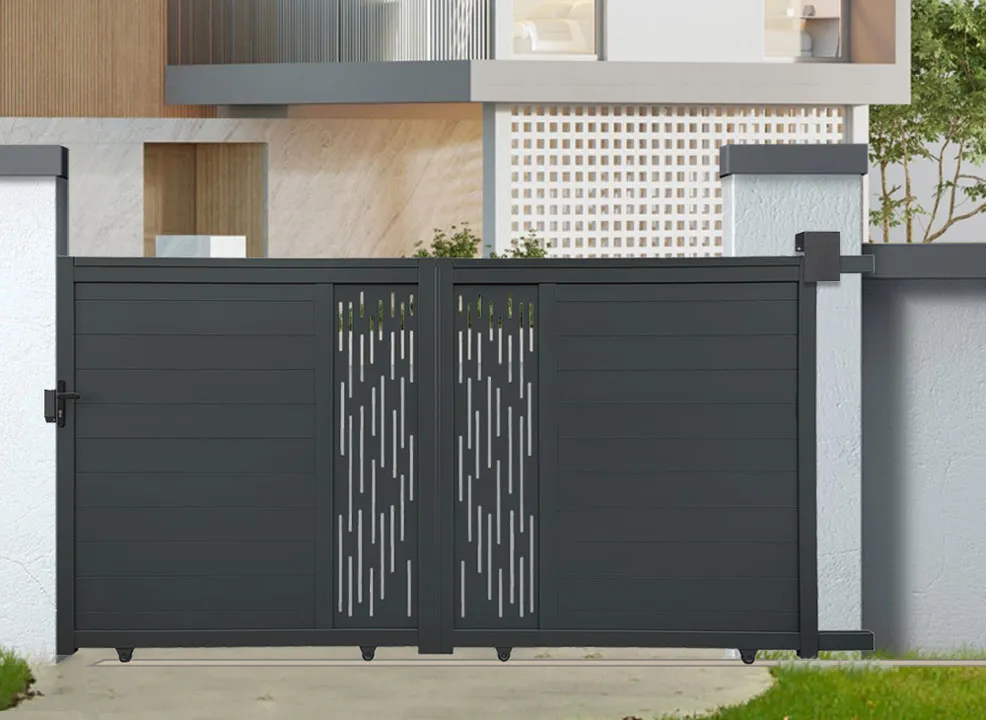 Portail aluminium coulissant 4m x H. 1,8m Gris Anthracite   GOLD