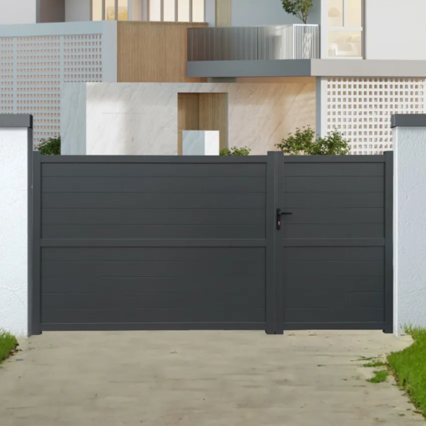 Portail en aluminium battants asymÃ©triques SPRING   3m x H.1,8m Gris