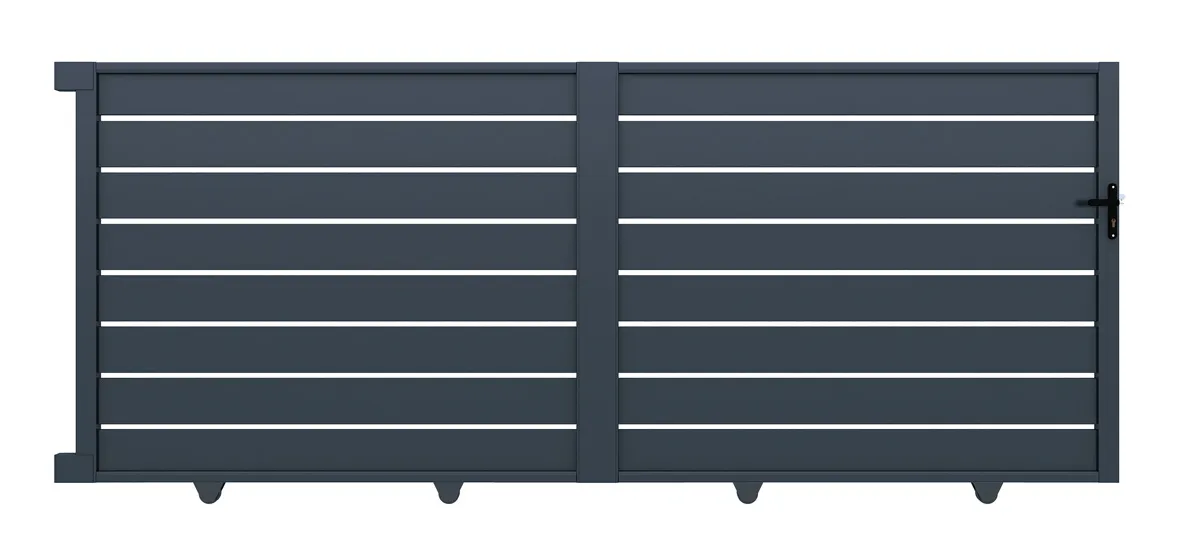 Schiebetor aus Aluminium anpassbar 3,5 m x H 1,6 m grau EASYSIZE