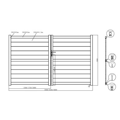 MEIJE Doppelflügeltor Aus Aluminium 3 M X 1,40 M – Halboffen, Anthrazitgrau RAL 7016, Bausatz Zur Selbstmontage, Inkl. Zubehör