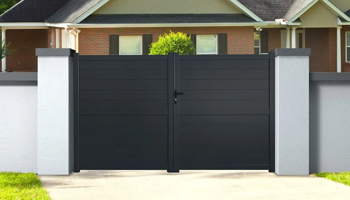 Portail aluminium battant 4m x H. 1,8m Gris Anthracite   SPRING