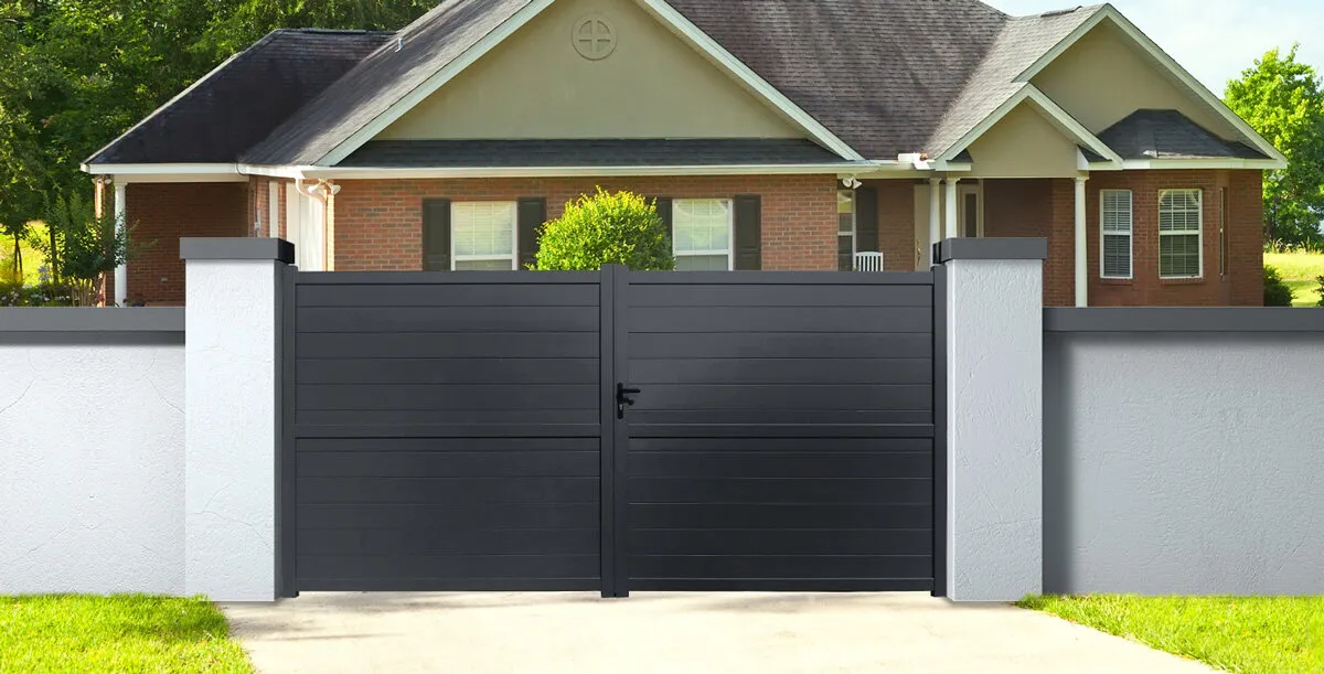 Portail aluminium battant 4m x H. 2m Gris Anthracite   MILDURA