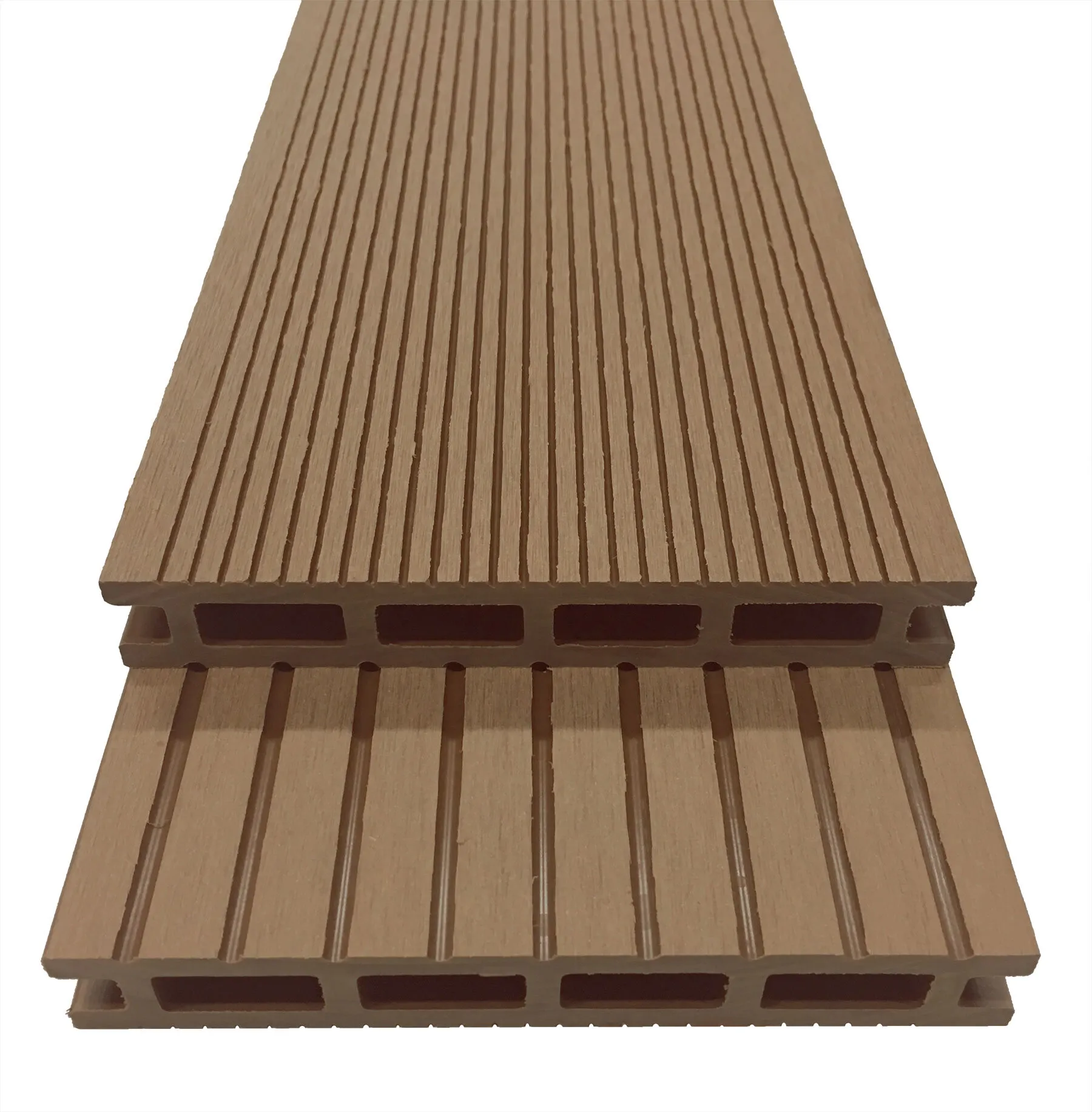 Lot de 3 lames de terrasse composite   L.240 x l.14,6cm   Teck