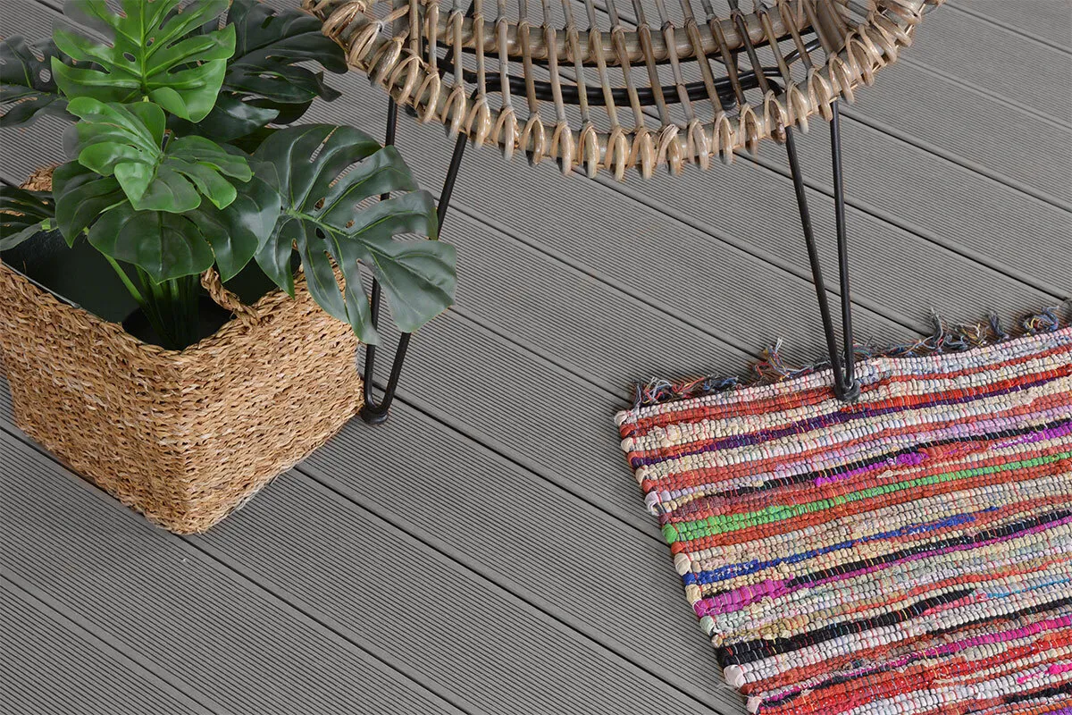 Kit 20mÂ² lames terrasse bois composite   L. 240 x l. 14,6cm   Gris