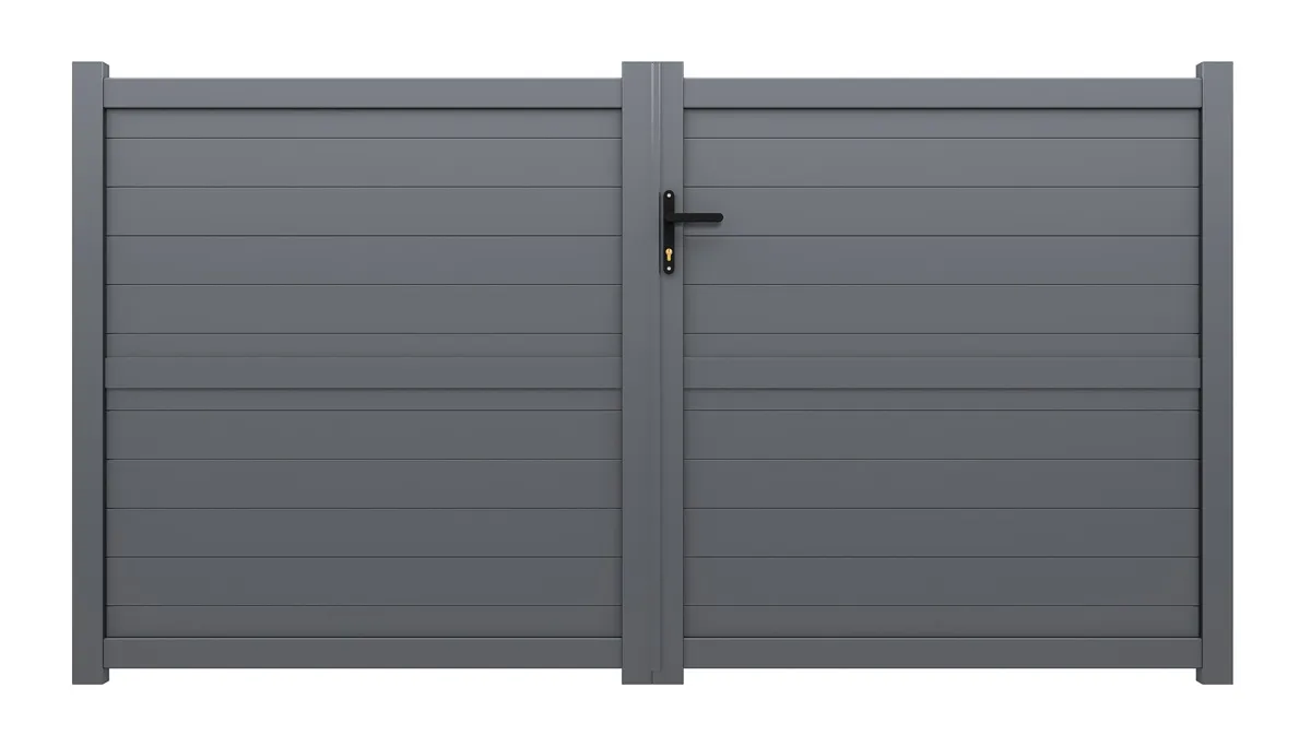Portail aluminium battant 3,5m x H. 1,6m Gris clair WODONGA