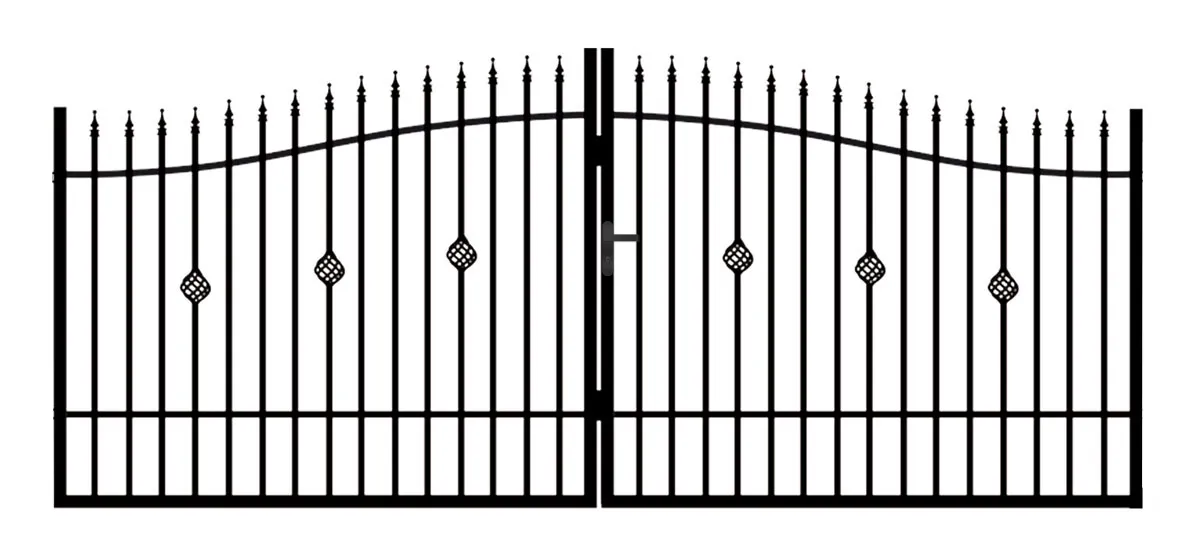 Portail acier galvanisÃ© battant 4m x H. 1,5m Noir   ROSE