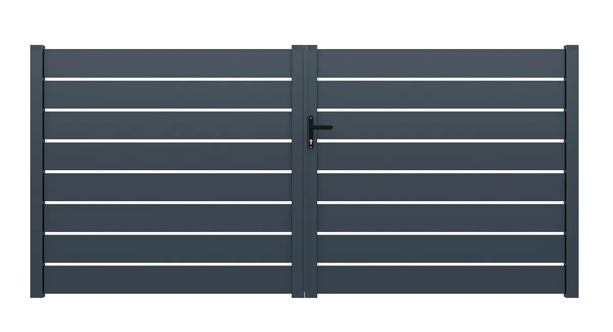 Portail alu battant 3m50 x H. 2m Gris Anthracite EASYSIZE