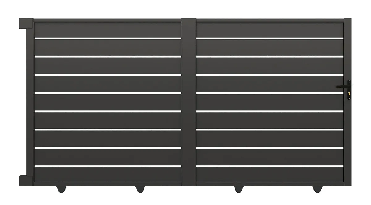 Portail alu coulissant   4m x H.1m80   Gris Terre d'ombre   EASYSIZE