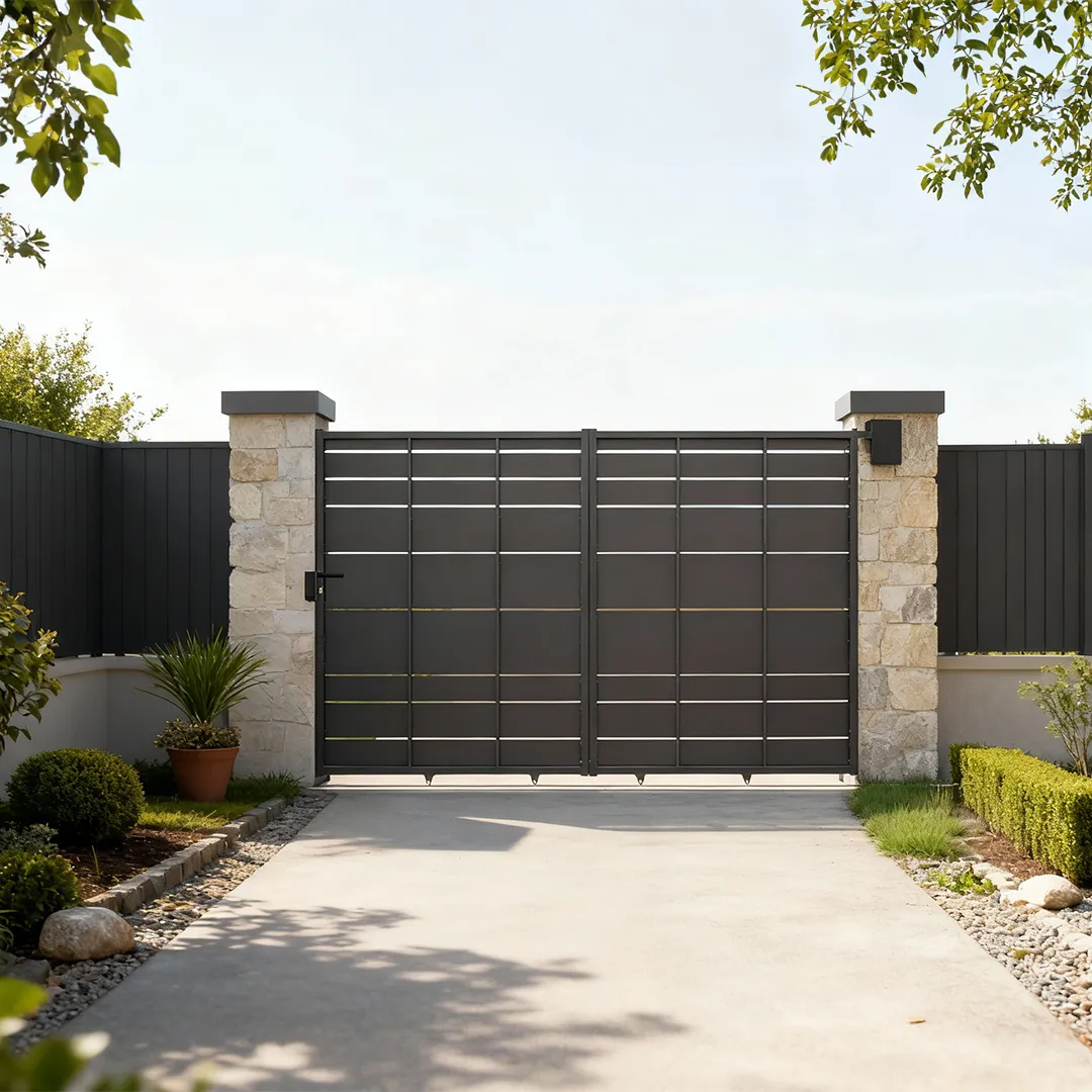 Portail fer coulissant 4m x H. 1,82m Noir   ALOES