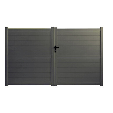 Portail aluminium battant 3m x H1,8m Terre d'Ombre SPRING + portillon - OOGarden
