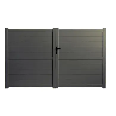 Portail aluminium battant 3m x H1,8m Terre d'Ombre SPRING + portillon - OOGarden