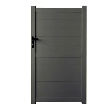 Portail aluminium battant 3m x H1,8m Terre d'Ombre SPRING + portillon - OOGarden