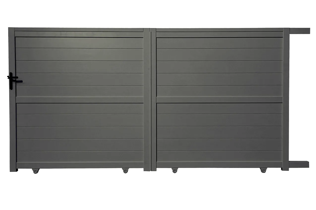 Portail aluminium coulissant 3,5m x H. 1,8m Gris Terre d'Ombre SPRING