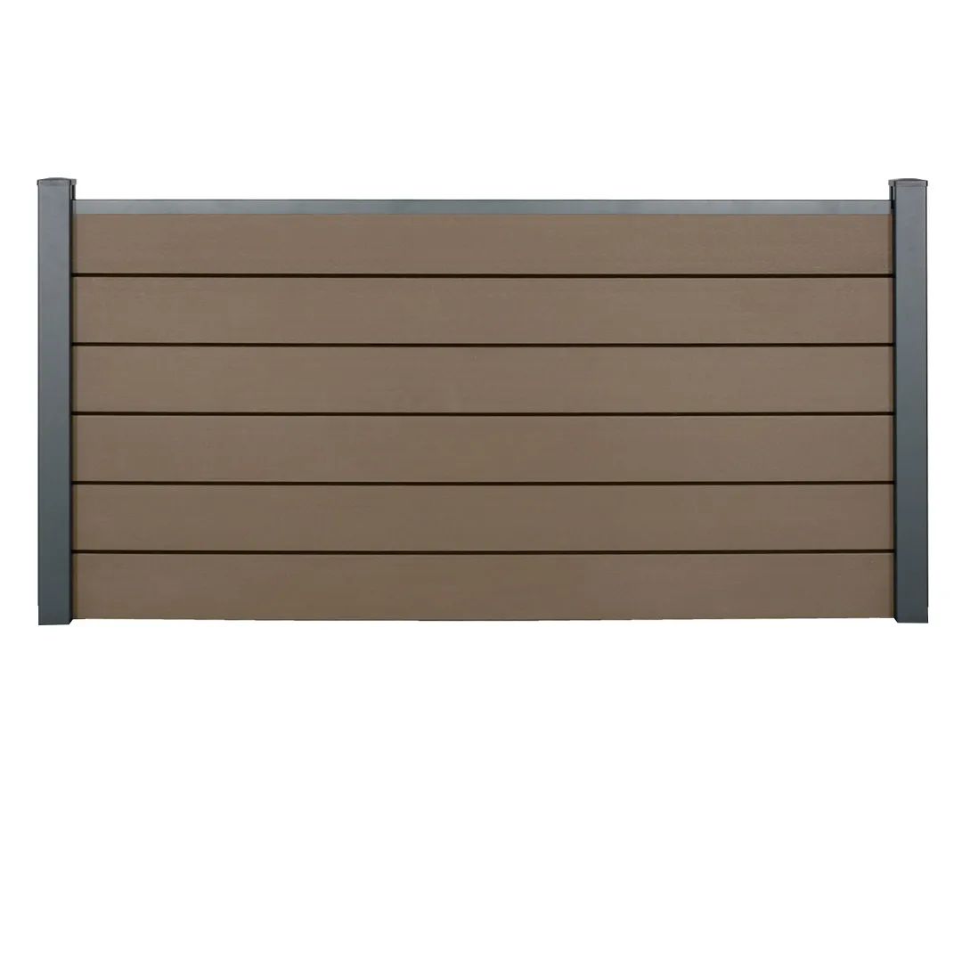 Kit ClÃ´ture en bois composite H. 95cm x L 2m chocolat   A sceller