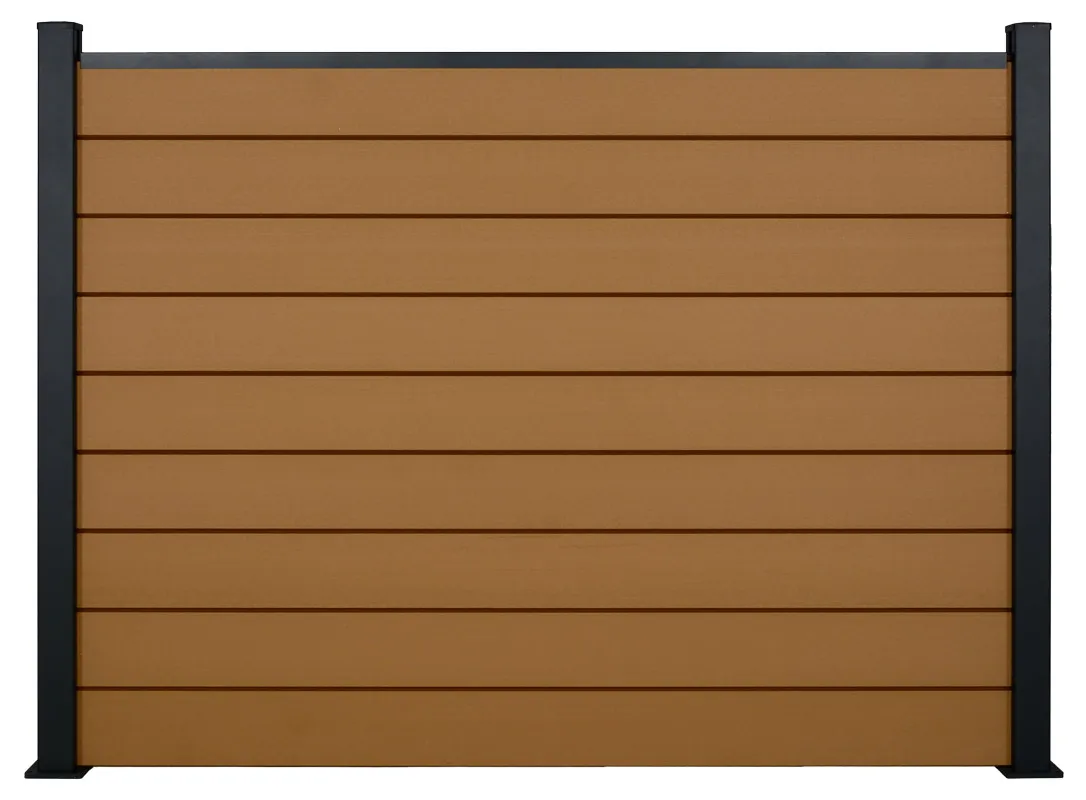 Kit ClÃ´ture en bois composite H. 141cm x L 14m Teck   A sceller