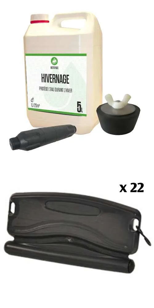 Pack Hivernage Piscine 10 × 5 M Avec 22 Flotteurs Lestés et Kit Complet