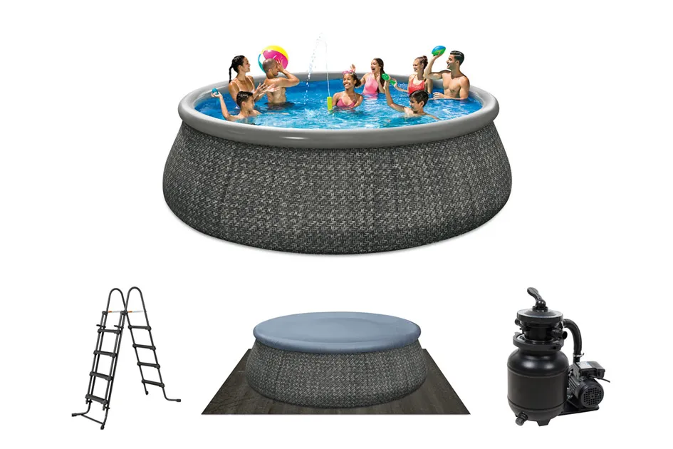Piscine Autoportée Anthracite 4,57 x H1,22 m avec Filtration à Sable