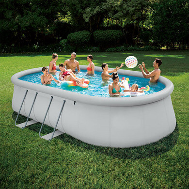 Piscine Autoportante Ovale Géante 6,10 X 3,66 X 1,22 M - Filtration à Cartouche 5,2 M³/h - Bâche 4 Saisons, Échelle De Sécurité & Tapis De Sol Inclus