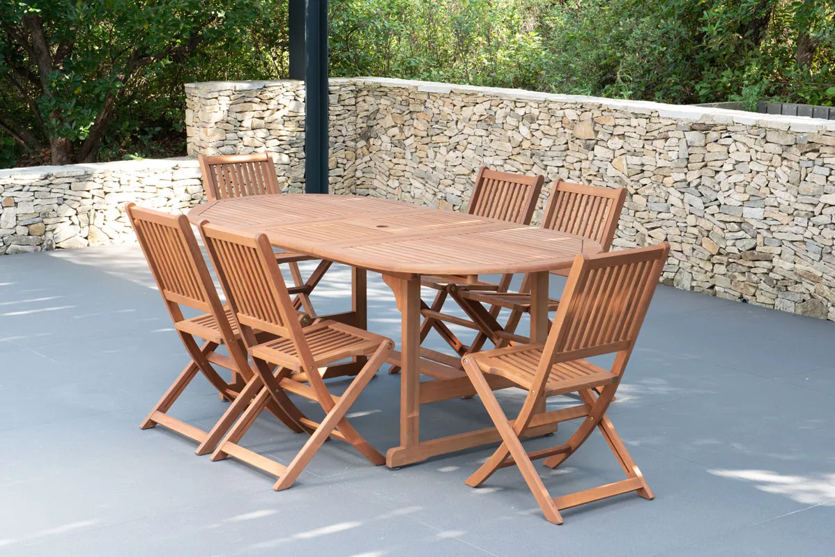 Salon de jardin Libeccio : table 150 200 cm et 6 chaises pliantes