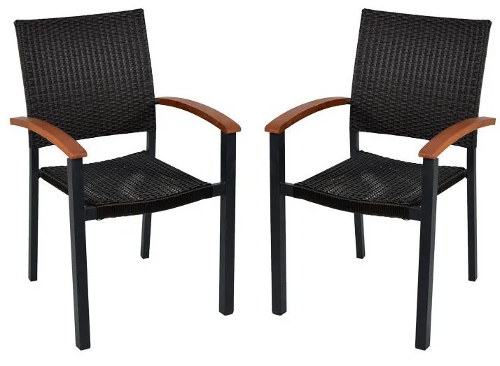 Lot de 2 fauteuils aluminium chocolat BARCELONA