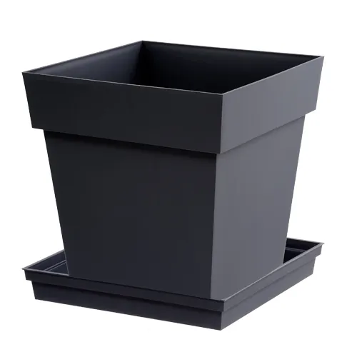 Soucoupe Carrée Plastique Nora 35 X 35 Cm Anthracite – Pour Pot De Fleurs Extérieur & Intérieur