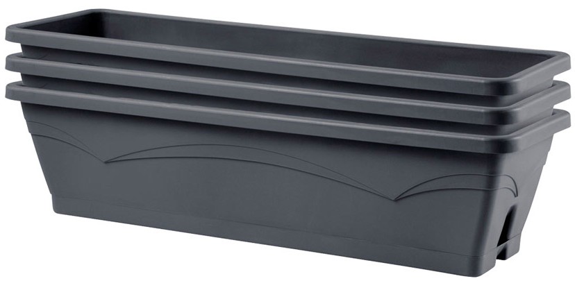 Lot De 6 Jardinières De Balcon Rectangulaires CHUENHEI – 36x19x15 Cm, Plastique Robuste Avec Soucoupe Amovible
