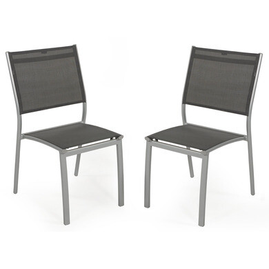 Lot de 2 chaises en aluminium gris cannes