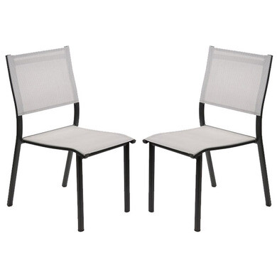 Lot de 2 chaises en aluminium antalya gris clair