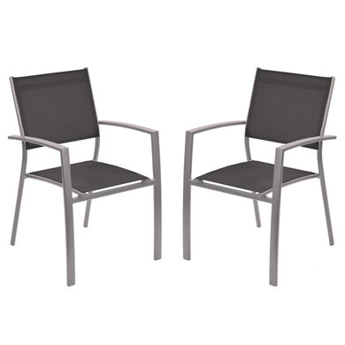 Lot de 2 fauteuils en aluminium gris cannes