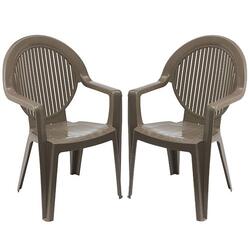 Lot de 2 fauteuils monoblocs FIDJI  2 Coloris taupe - GROSFILLEX