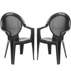 Lot de 2 fauteuils de jardin FIDJI Anthracite   - GROSFILLEX