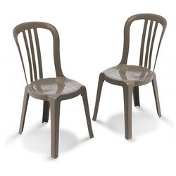 Lot de 2 chaises Bistrot Coloris taupe MIAMI  - GROSFILLEX