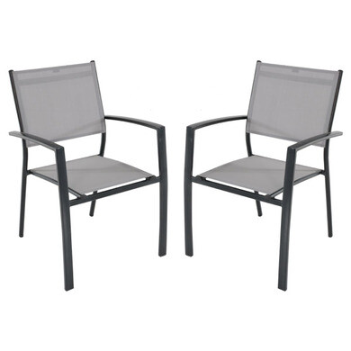 Lot de 2 fauteuils aluminium gris antibes