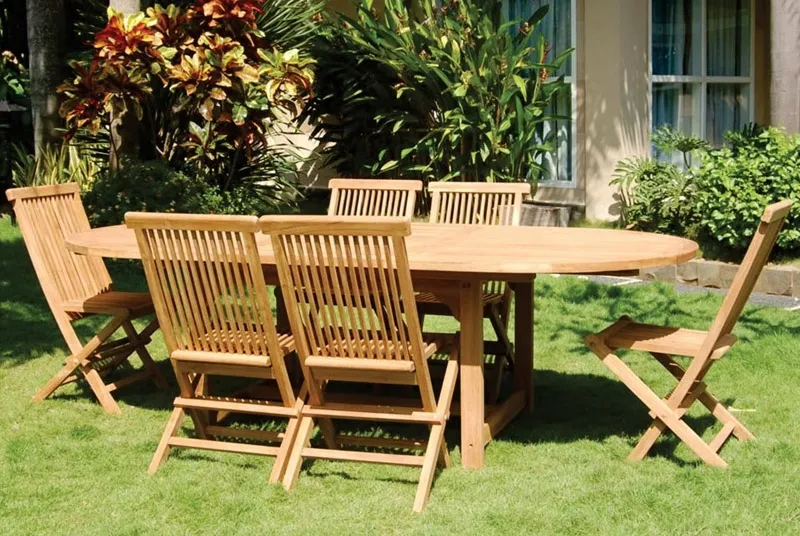 Salon de jardin BORNEO en teck et 6 chaises